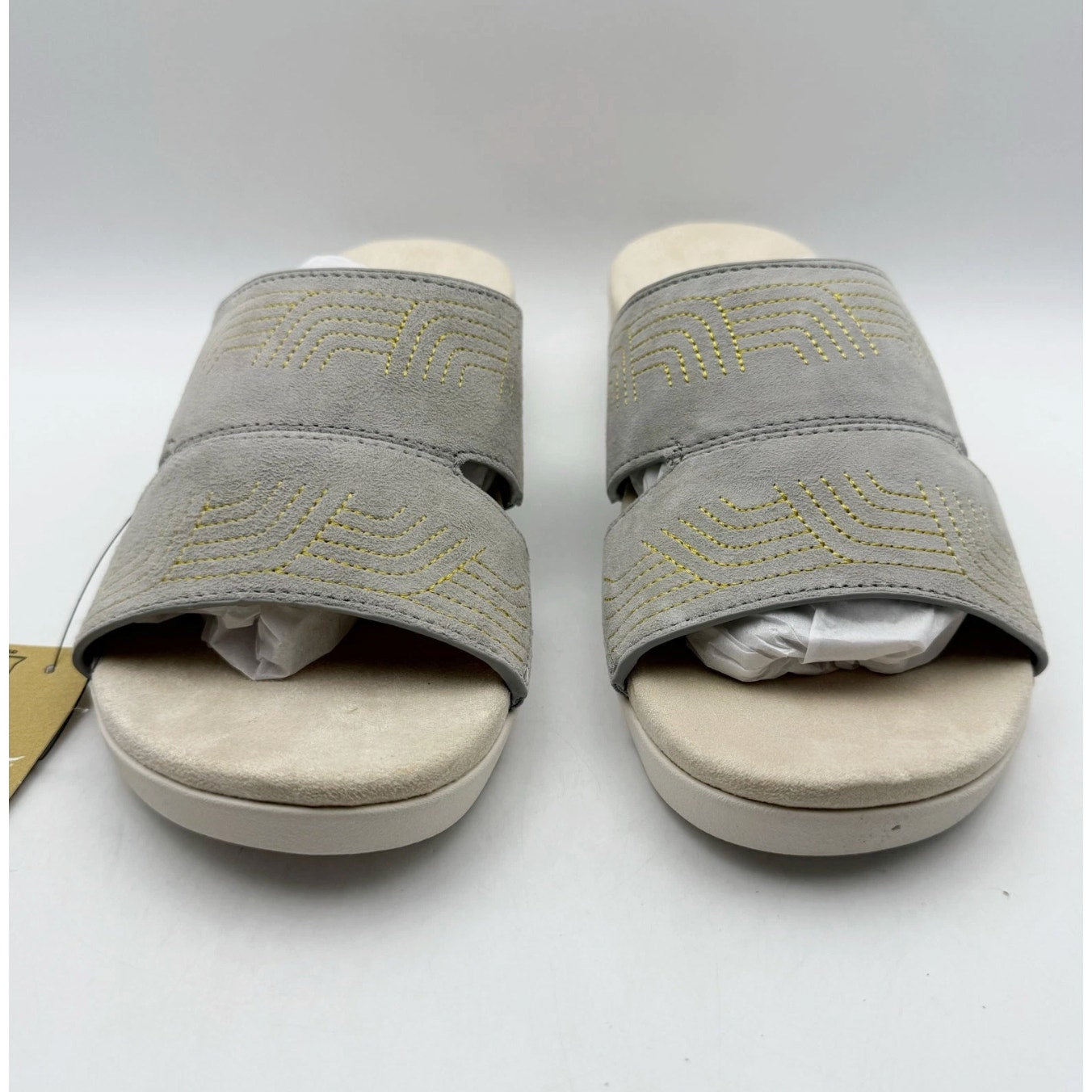 Spenco Womens Twilight Ellie Slide Sandals US 8.5 WIDE EU 39 Grey Leather NIB