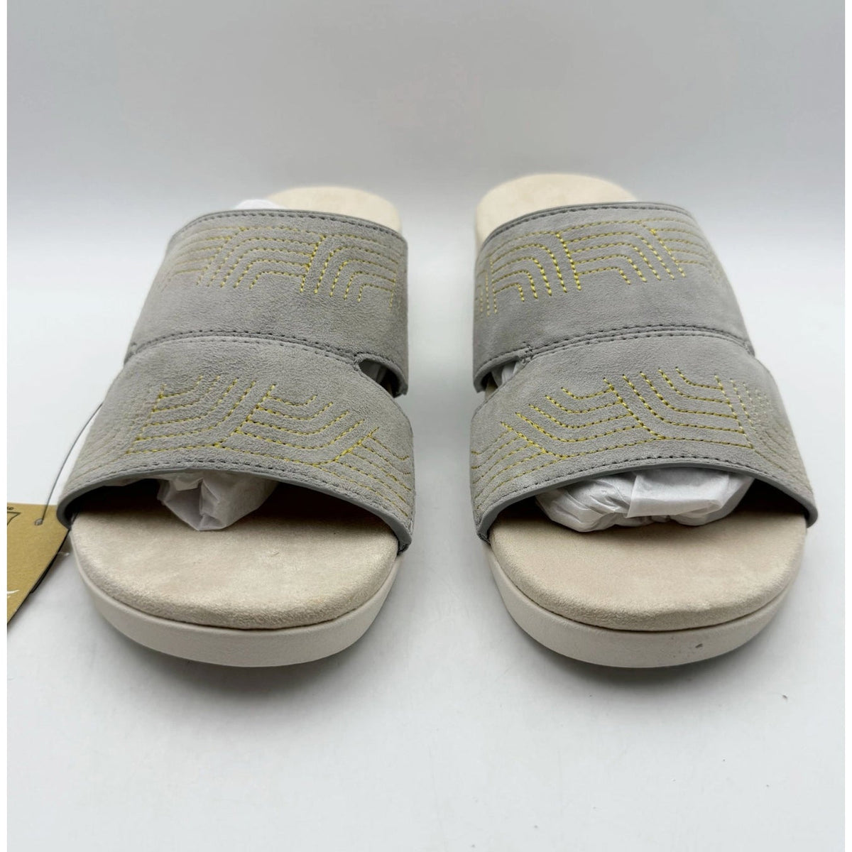 Spenco Womens Twilight Ellie Slide Sandals Size 8.5 WIDE EU 39 Grey Leather NIB