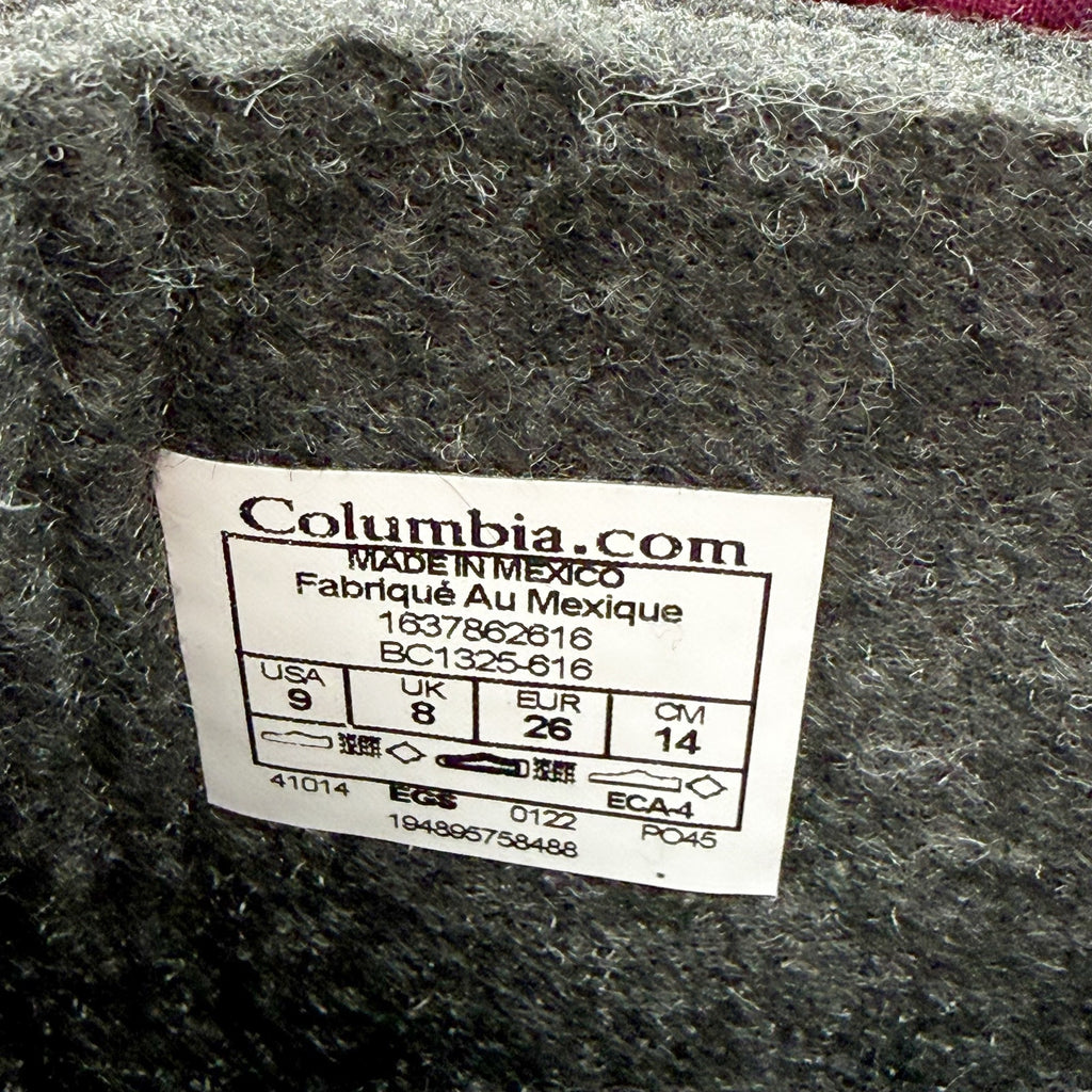 Columbia Girls Powderbug Forty Winter Boots US 9 Purple Waterproof Insulated NIB