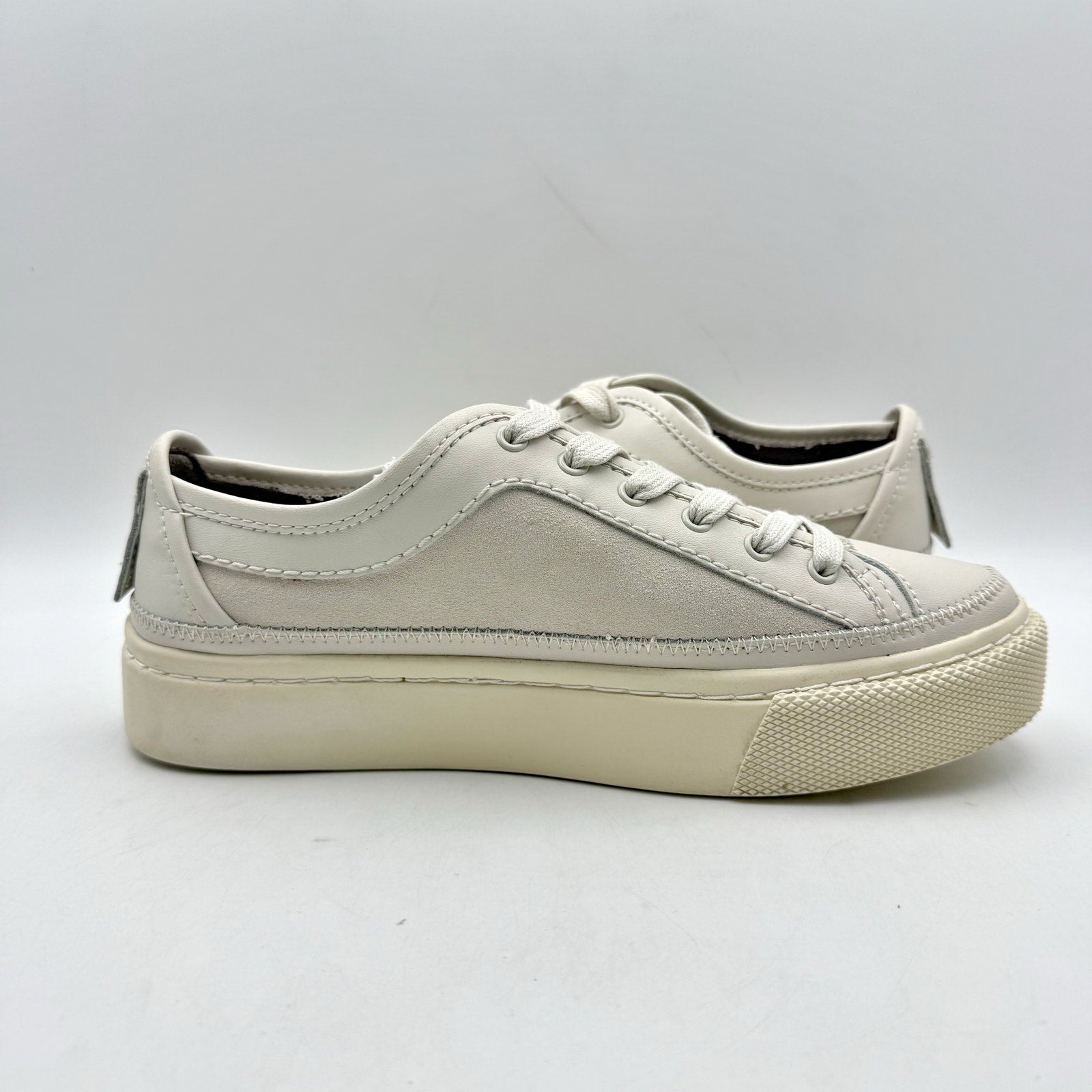 ALLSAINTS Womens Milla Sneaker EU 37 US 7 Off White Leather NWOB