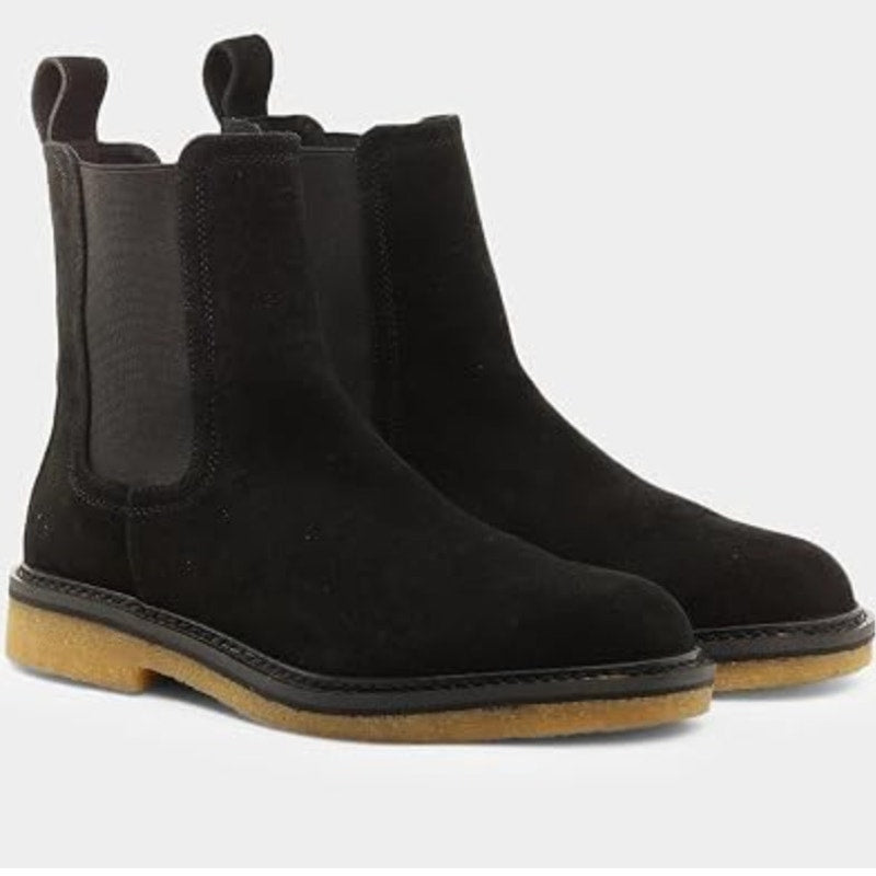 Saint Morta Men's Crepe Chelsea Boot US 8 Black Gum Suede Leather NIB