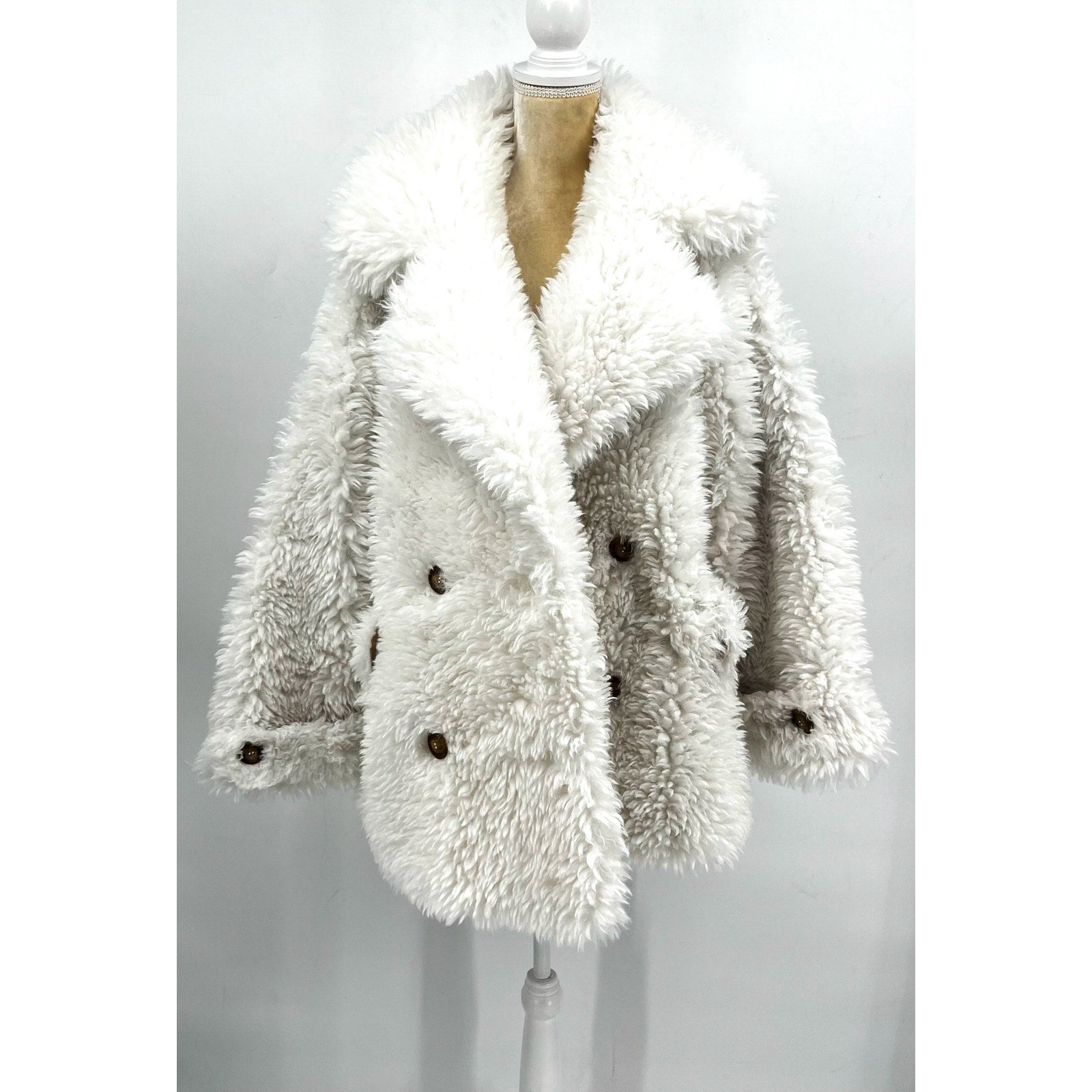 Free People Womens Sophie Faux Fur Peacoat Medium White NWT