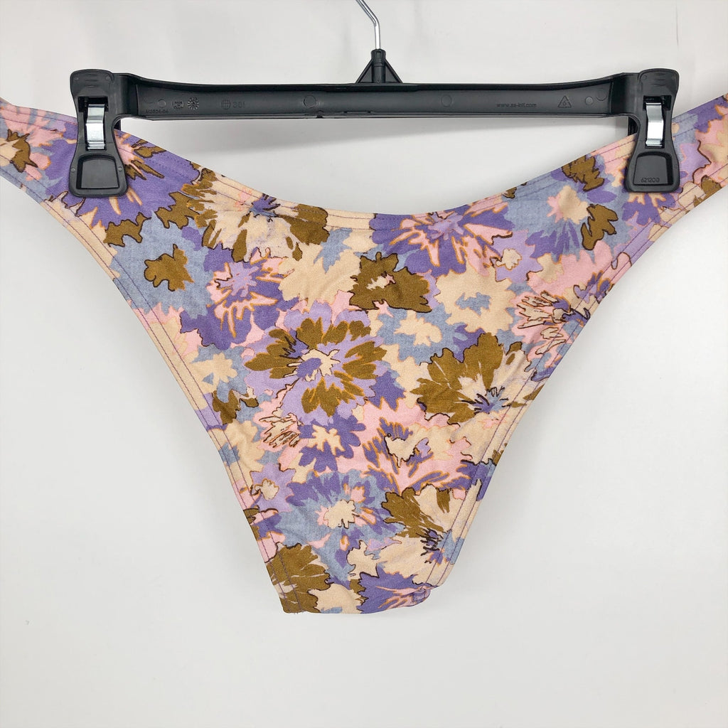 Zimmermann Violet Scoop Bikini Bottoms 3 Large Purple Multi Floral Swimwear NWOT