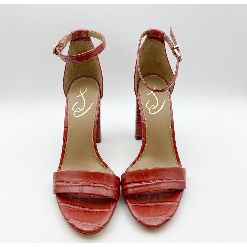 SAM EDELMAN Womens Yaro Dress Sandals Size 7M Rosed Red Faux Leather Heel NWOB