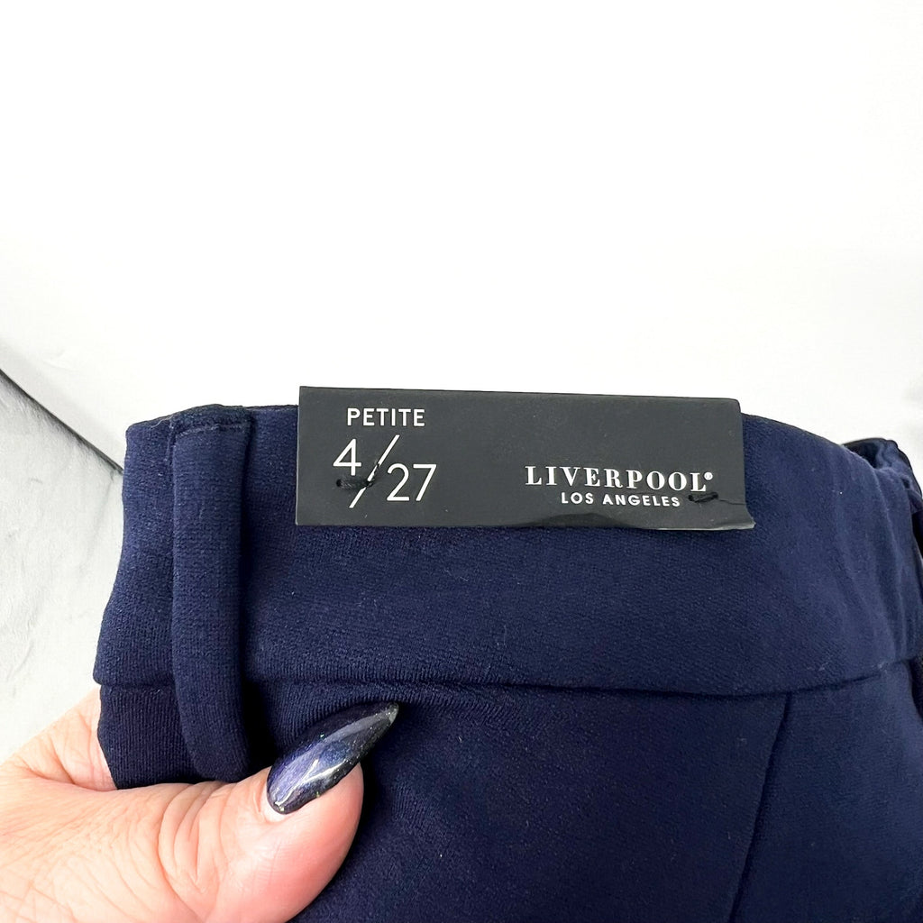 LIVERPOOL Womens Kelsey Knit Trousers Size 27 4 Petite Cadet Blue Ankle NWT