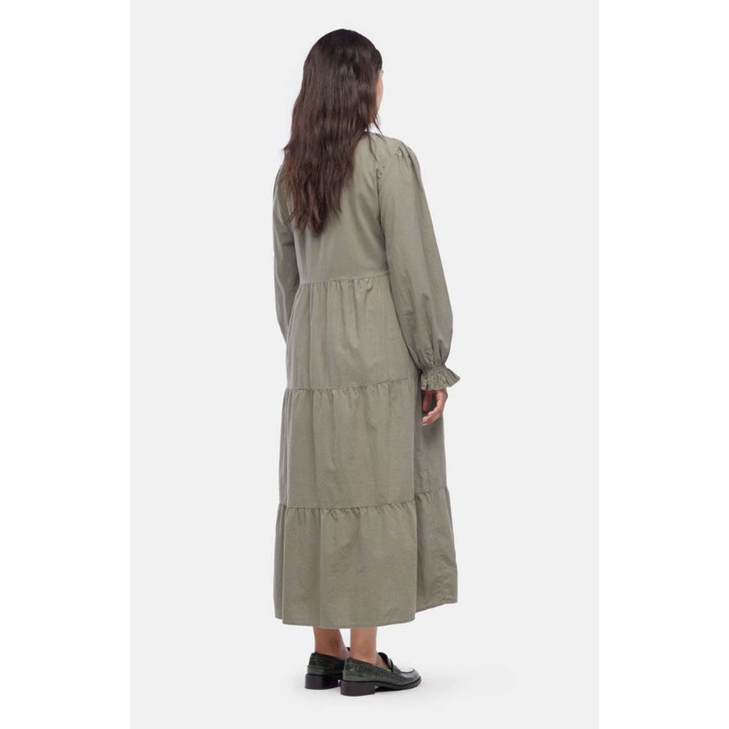 LACAUSA Women's Tate Tiered Midi Dress Small Eucalyptus Green Long Sleeve NWT