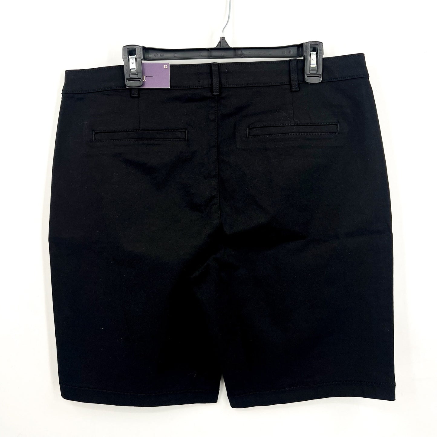NYDJ Women's Bermuda Shorts Size 12 Black Stretch Twill Knee Length NWT