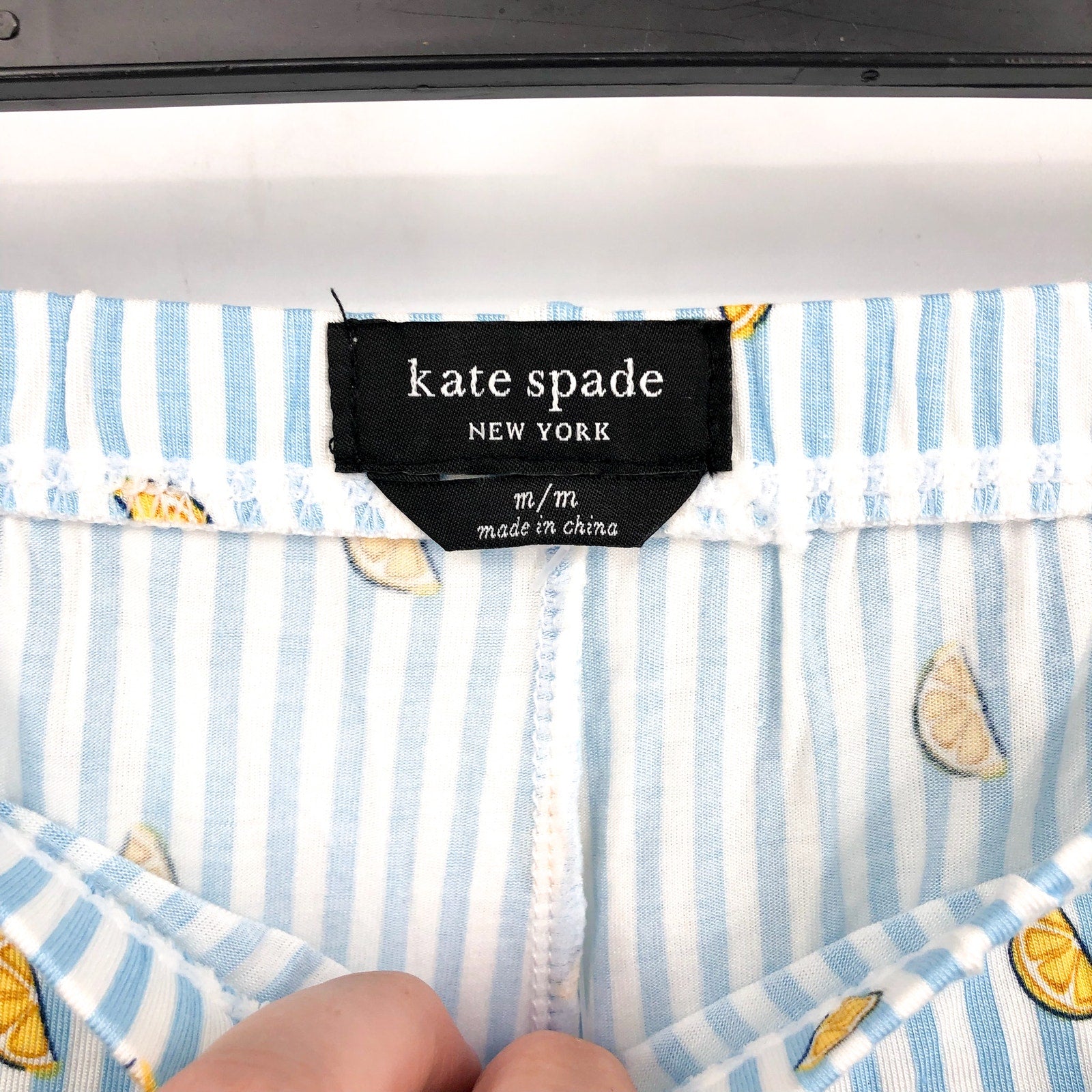 KATE SPADE Women's Citrus Striped Cropped 2-Piece Pajama Set Medium Blue NWT
