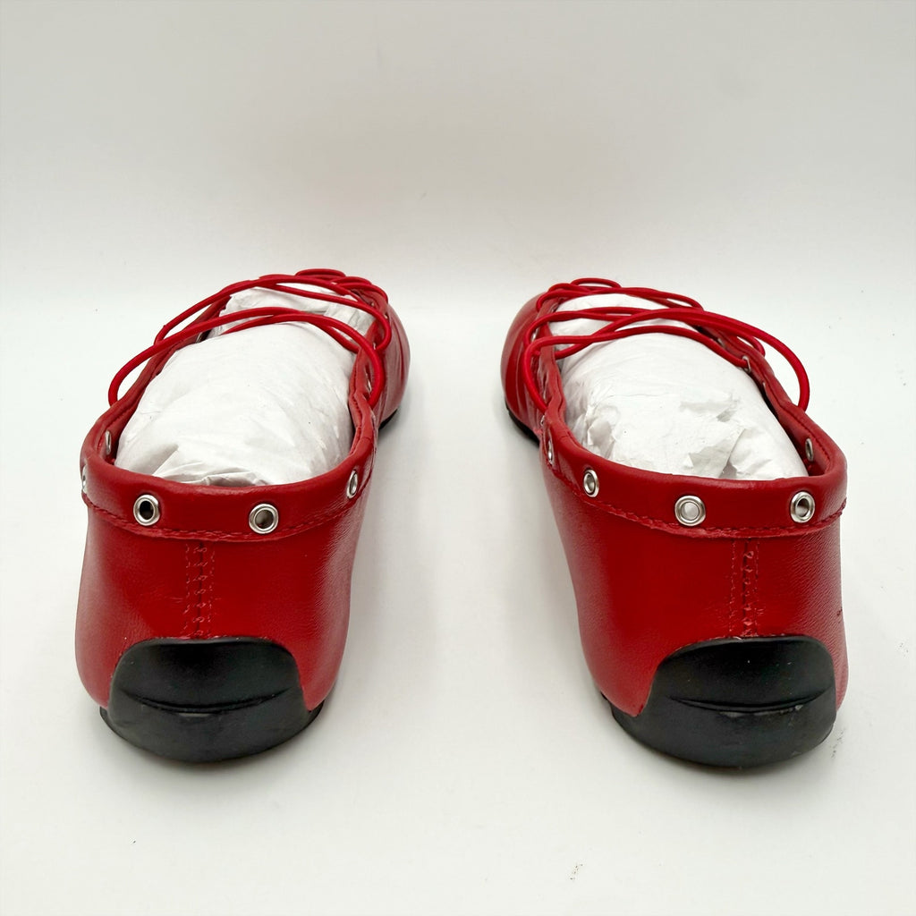 Steve Madden Womens Pointe Flats Size 8 M Red Leather Lace-Up NIB