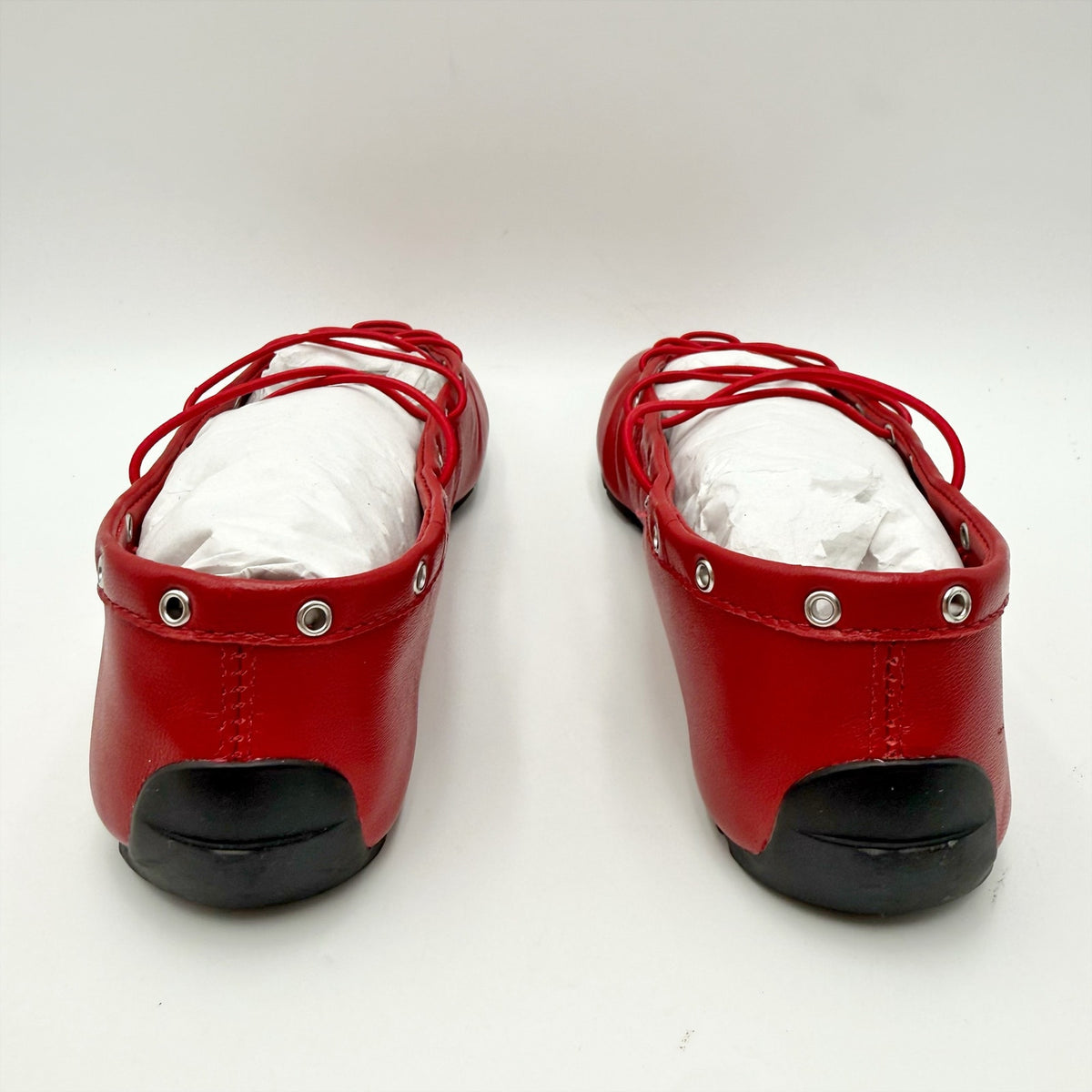 Steve Madden Womens Pointe Flats Size 8 M Red Leather Lace-Up NIB