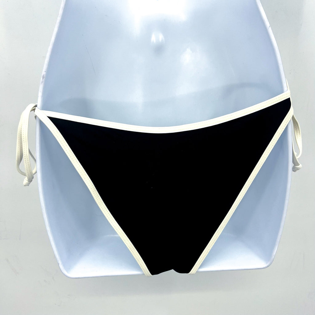 L*Space Women's Levy Classic Bikini Bottom Medium Black White Adjustable Tie NWT