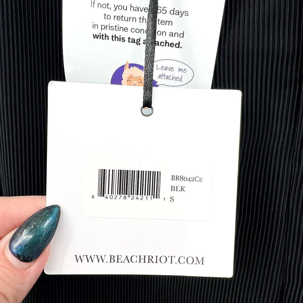 BEACH RIOT Women's Sydney One Piece Swimsuit Small Black Belt Tie Strap NWT