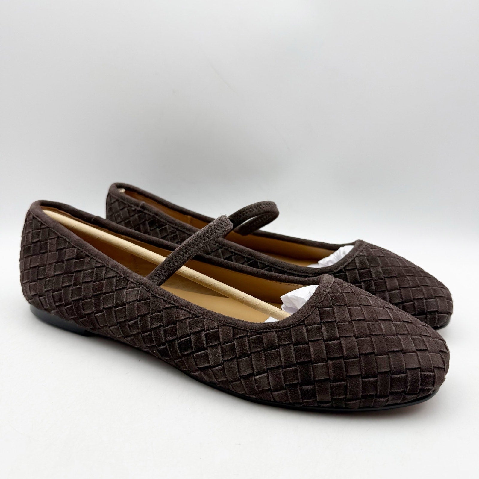 Madewell Womens Greta Elastic Mary Jane Flats US 10.5 M Brown Suede NIB