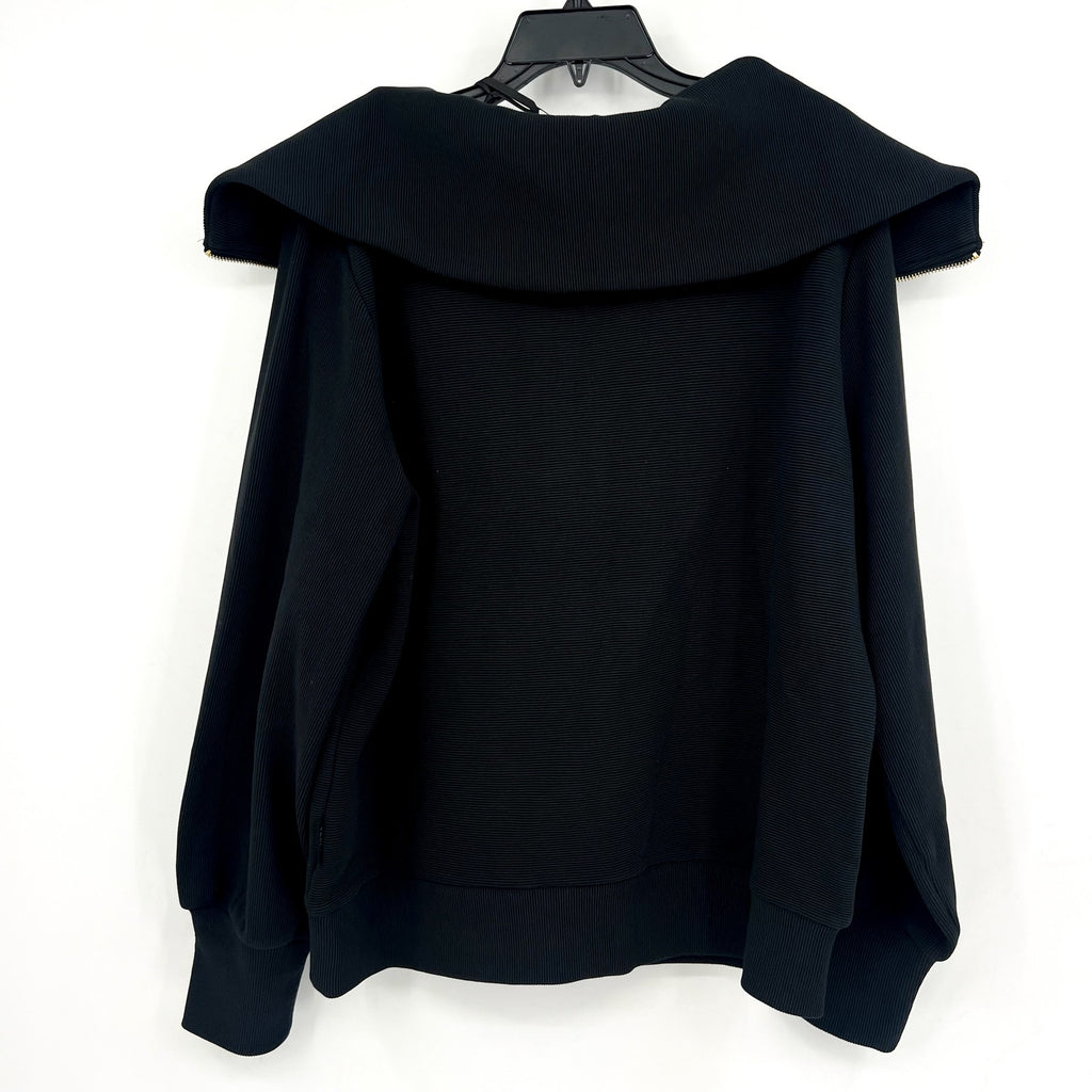 VARLEY Vine Half-Zip Pullover Large Black Ottoman Rib Exaggerated Collar NWT