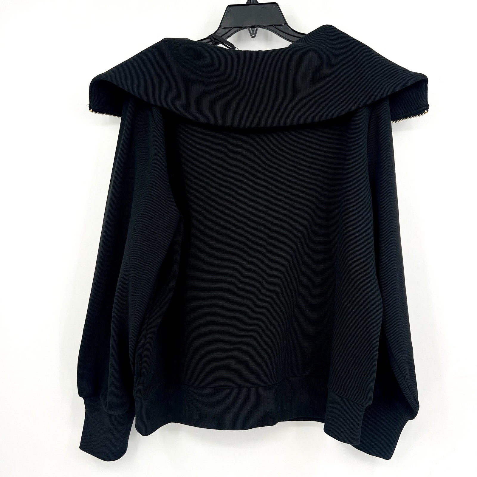 VARLEY Vine Half-Zip Pullover Large Black Ottoman Rib Exaggerated Collar NWT