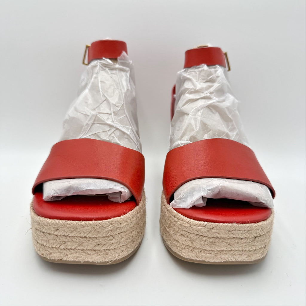 FRANCO Sarto Womens Tiffany Platform Espadrille Sandals Size 9 M Red Leather NIB