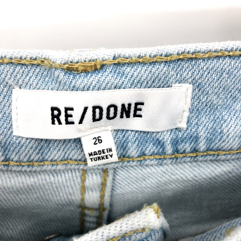 RE/DONE Womens 80s Slim Straight Jeans Size 26 US 2 Icy Blue Hole Button Fly NWT