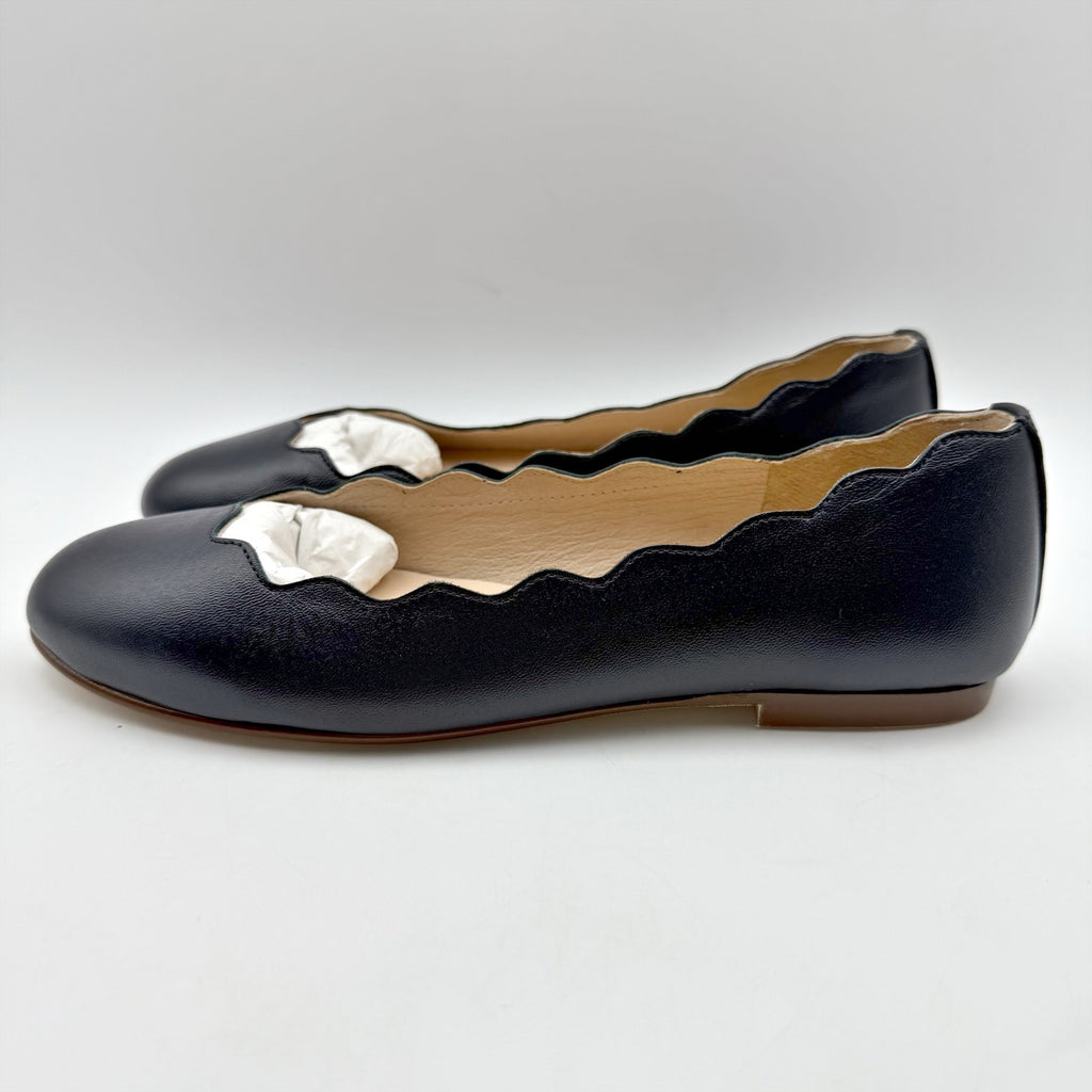 French Sole FS/NY Womens Jigsaw Flats Size 5 EU 35.5 Navy Blue Nappa Leather NIB