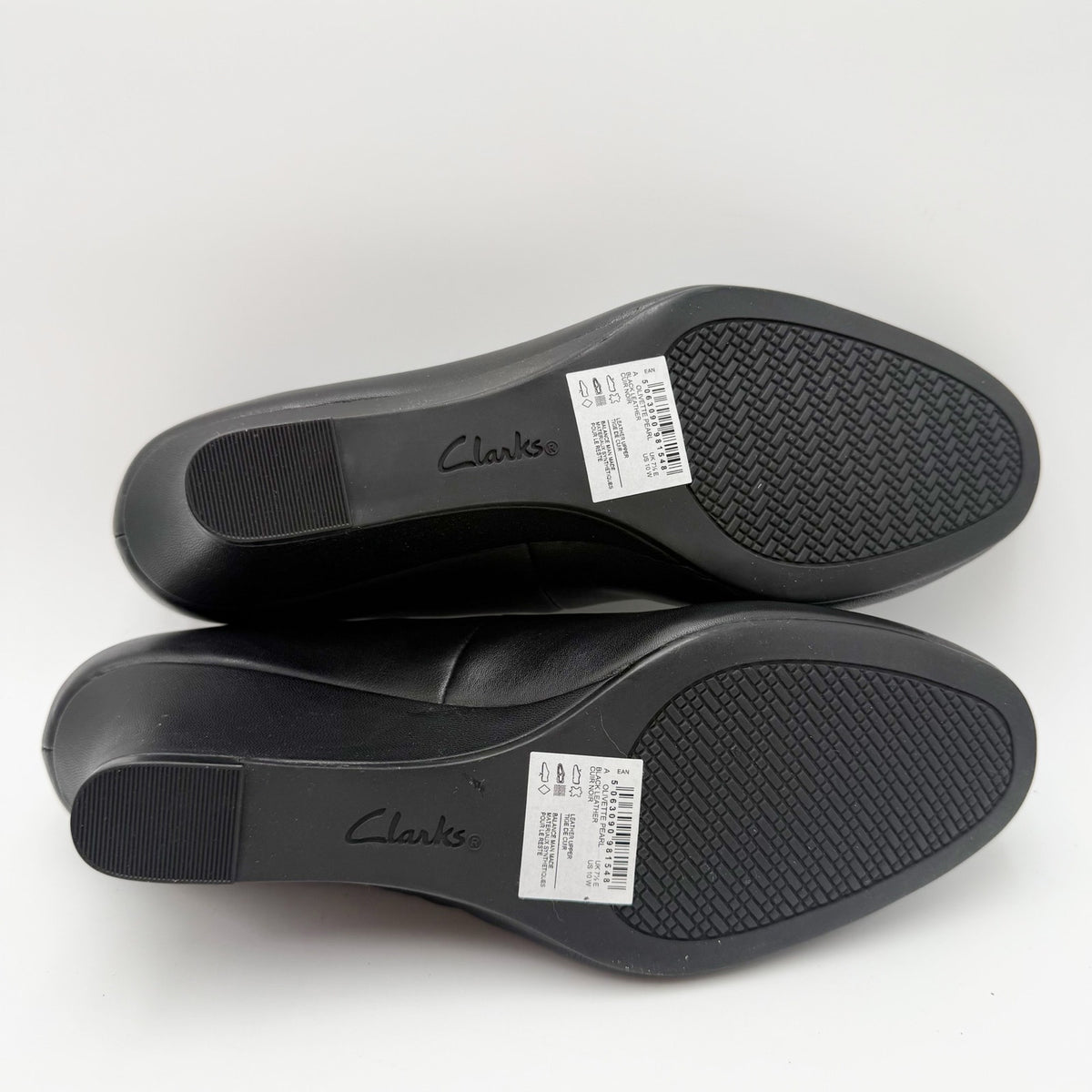 Clarks Womens Olivette Pearl Wedge Pump Size 10 Wide Black Leather NWOB