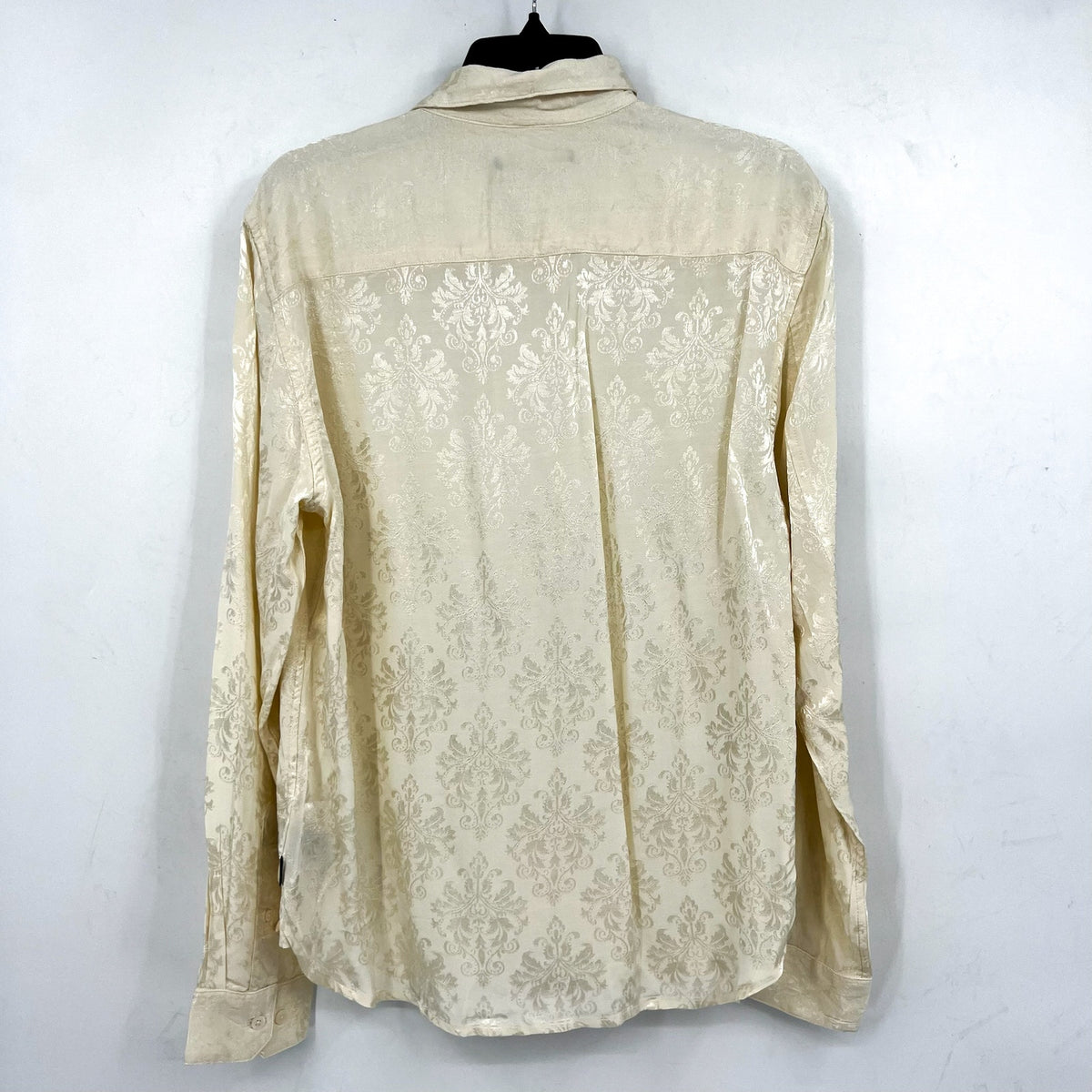 JOHN VARVATOS Men's Rodney Long Sleeve Shirt Medium Cream Damask Jacquard NWT