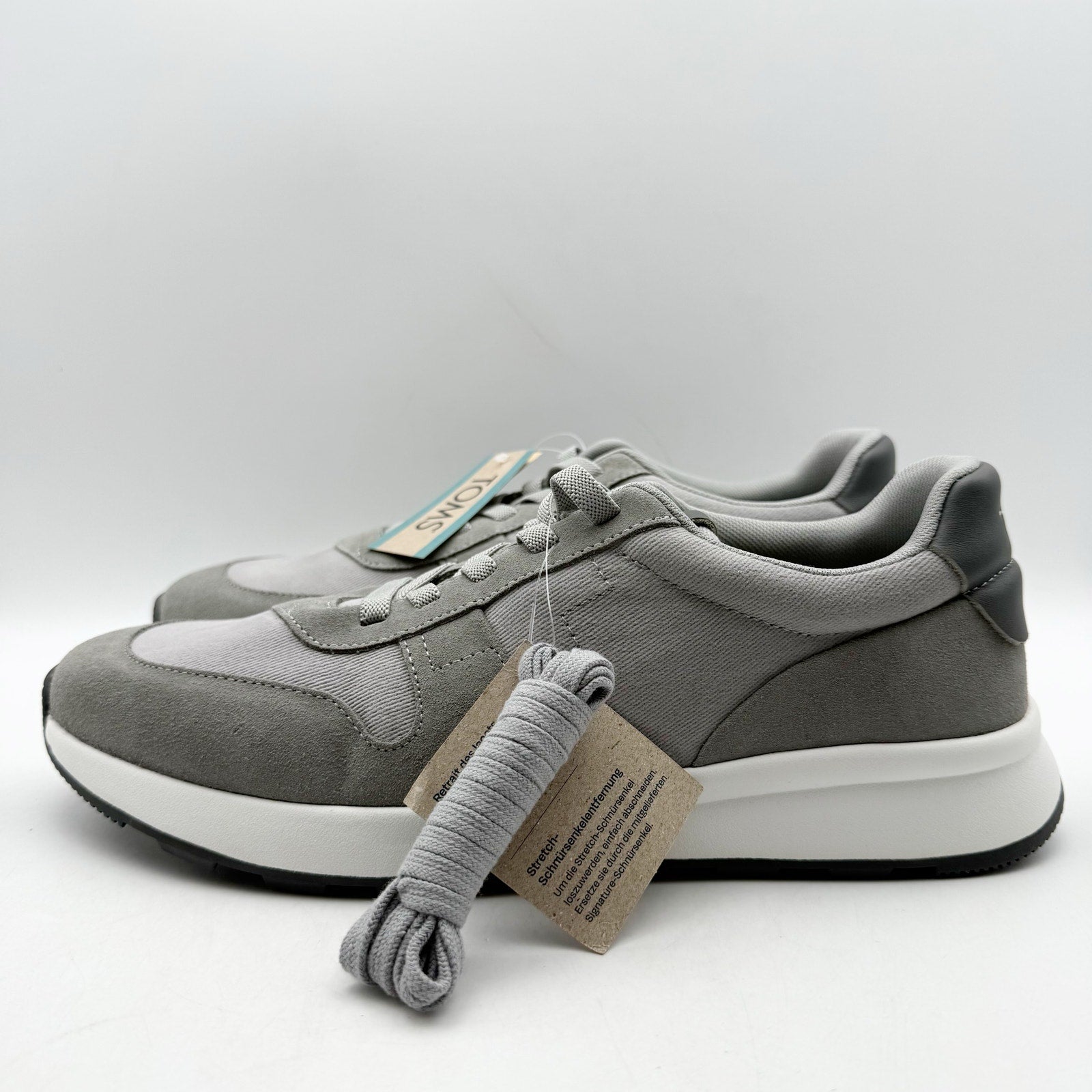 Toms Mens Travel Lite Retro Sneakers US 10 EU 43 Grey Suede NIB