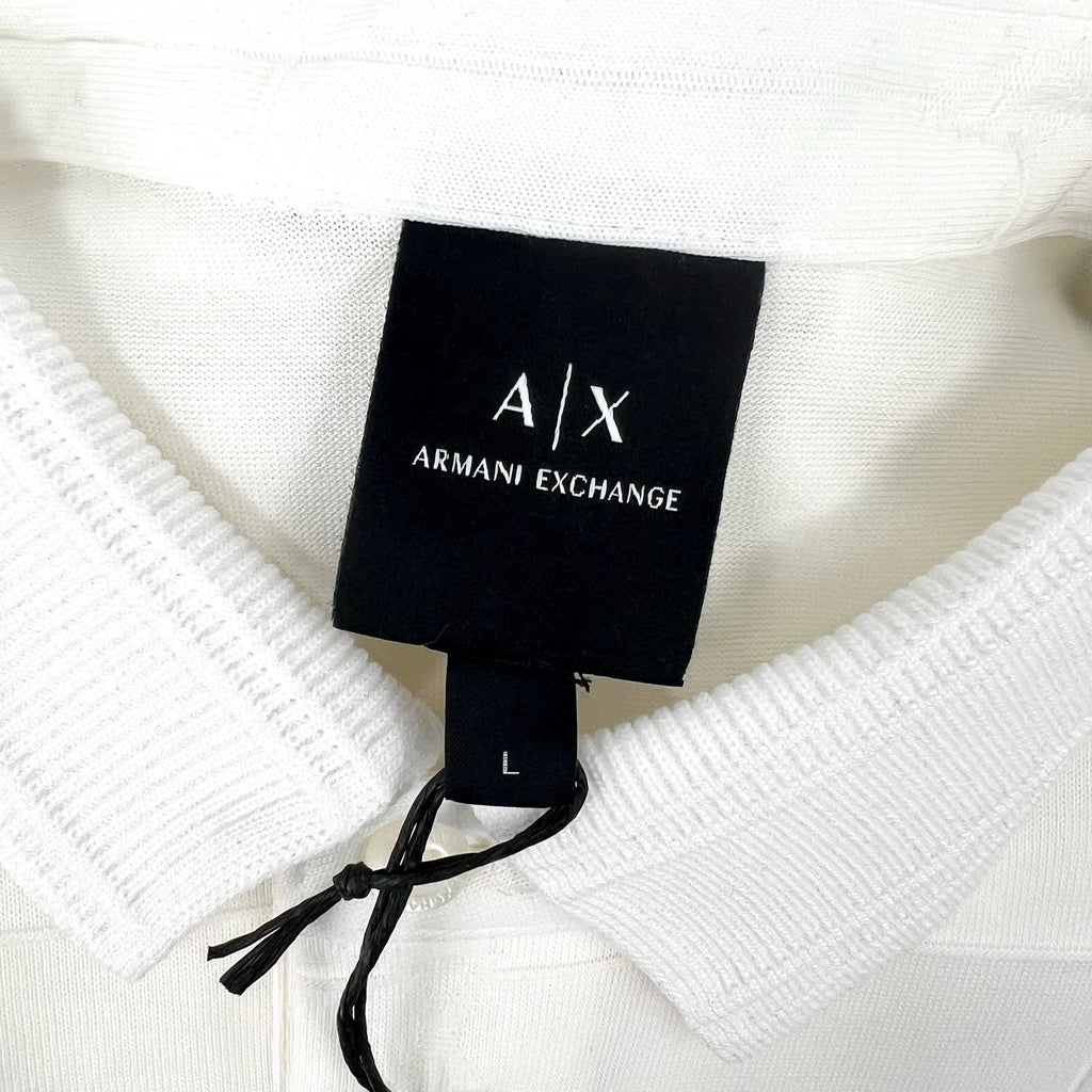 ARMANI EXCHANGE Men's Jacquard Short Sleeve Polo Shirt Large White 1116 NWT