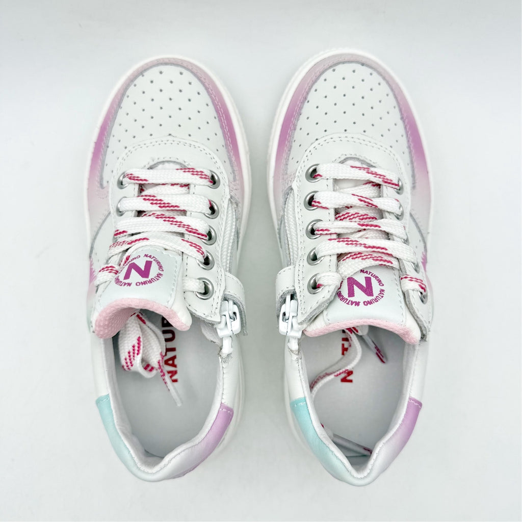 Naturino Girls Hess 2 Vl Sneakers EU 28 US 11 White Pink Blue Leather NWOB