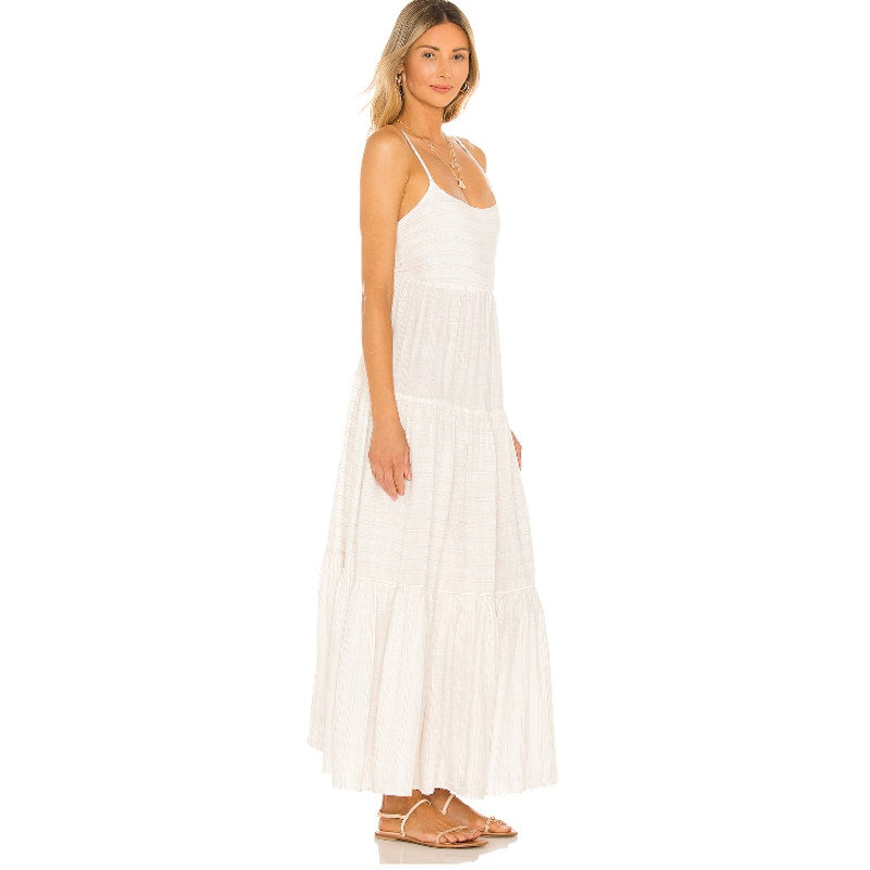 L*SPACE Women's Santorini Summer Maxi Dress Medium Cream Medium Tank NWT