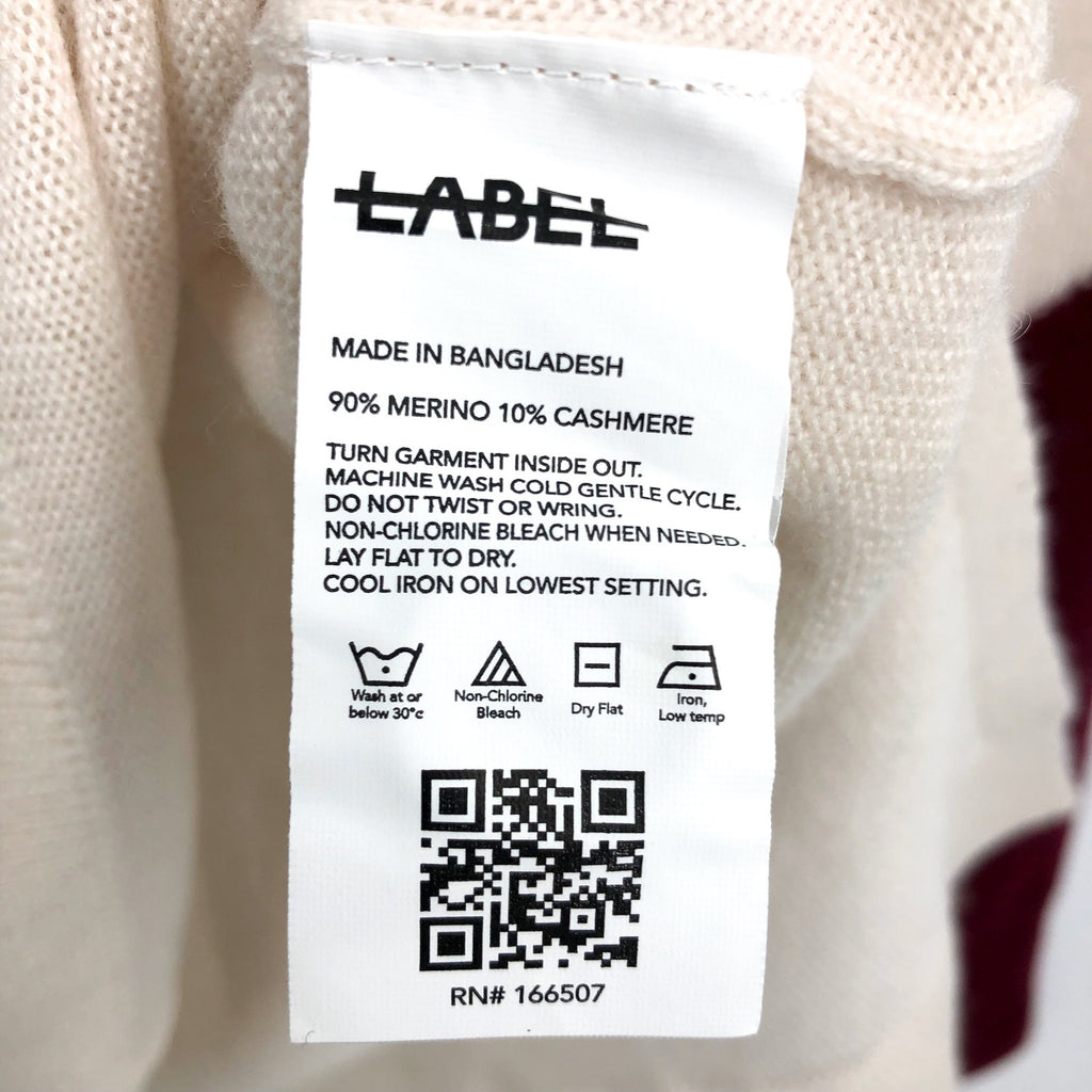 LABEL Women's Go-To Cardigan Sweater Small Putty Beige Wool Cashmere V-Neck NWT