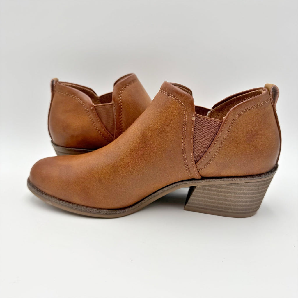 Dr. Scholls Womens Laurel Ankle Bootie Size 6.5 EU 36.5 Brown Leather Boot NWOB