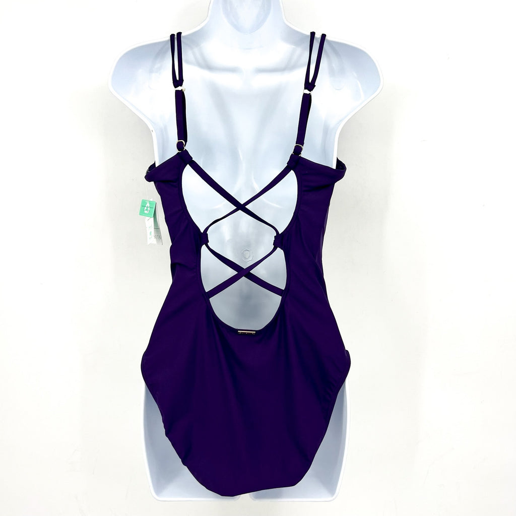 SUNSETS Women's Veronica One Piece Swimsuit Large Purple Plum Cross-Back NWT