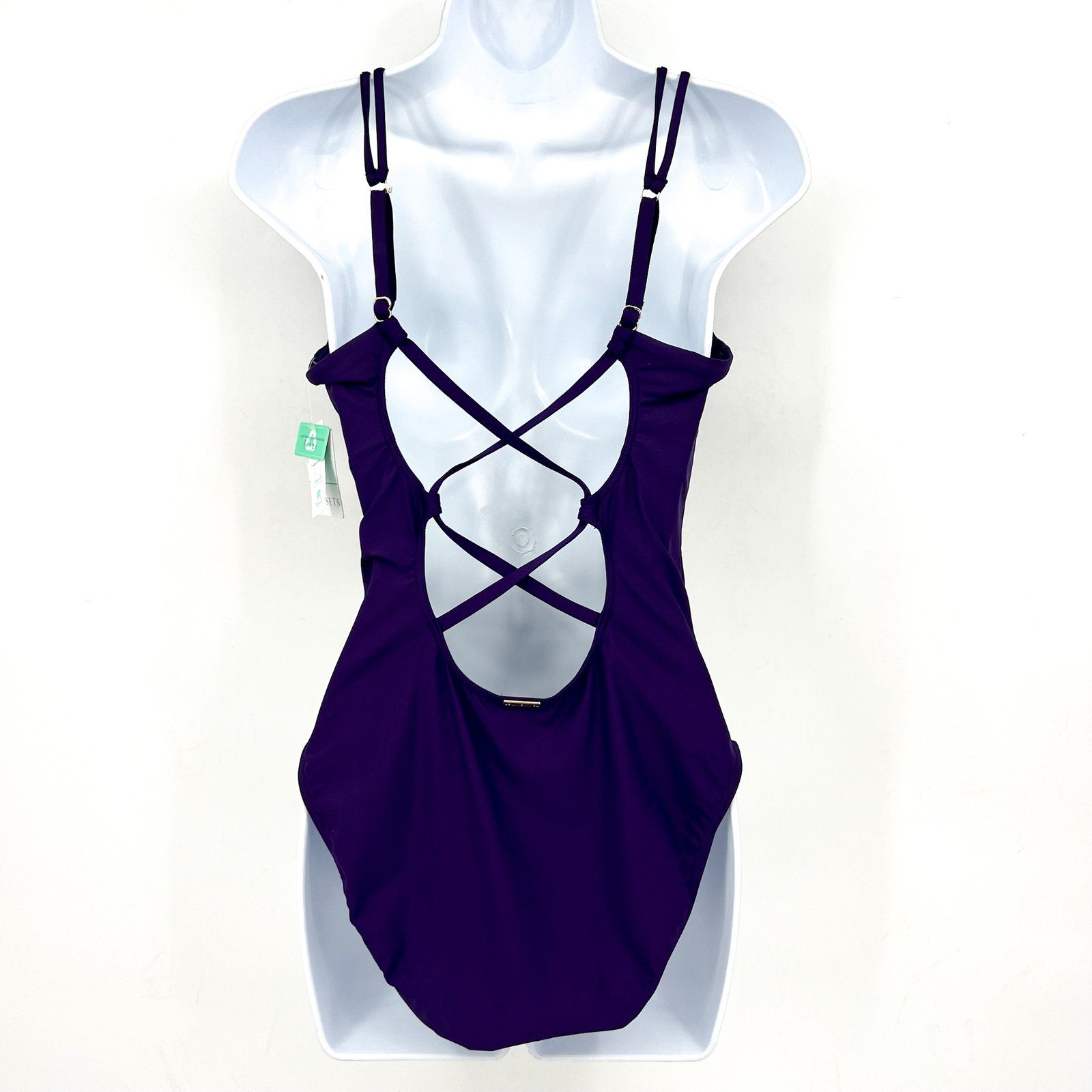 SUNSETS Women's Veronica One Piece Swimsuit Large Purple Plum Cross-Back NWT