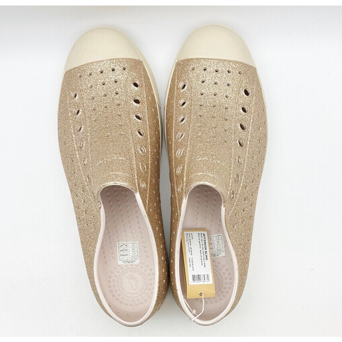 NATIVE Men's Jefferson Slip On Shoes Size 10 Rock Salt Bling Rose Gold NWOB