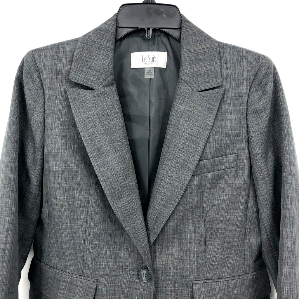 LE SUIT Women's Suit Jacket SIZE 6 Petite Grey Blazer NWOT