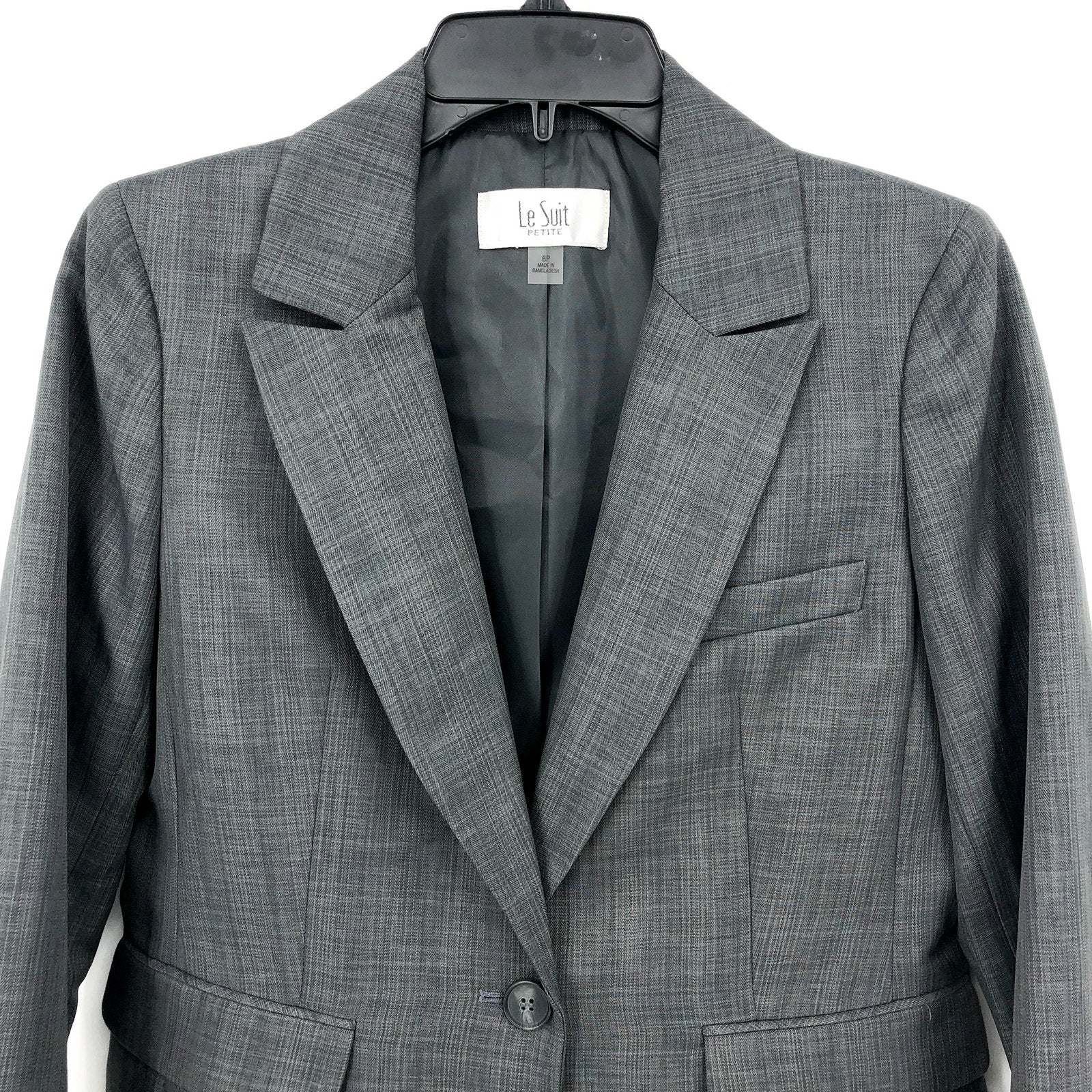 LE SUIT Women's Suit Jacket SIZE 6 Petite Grey Blazer NWOT