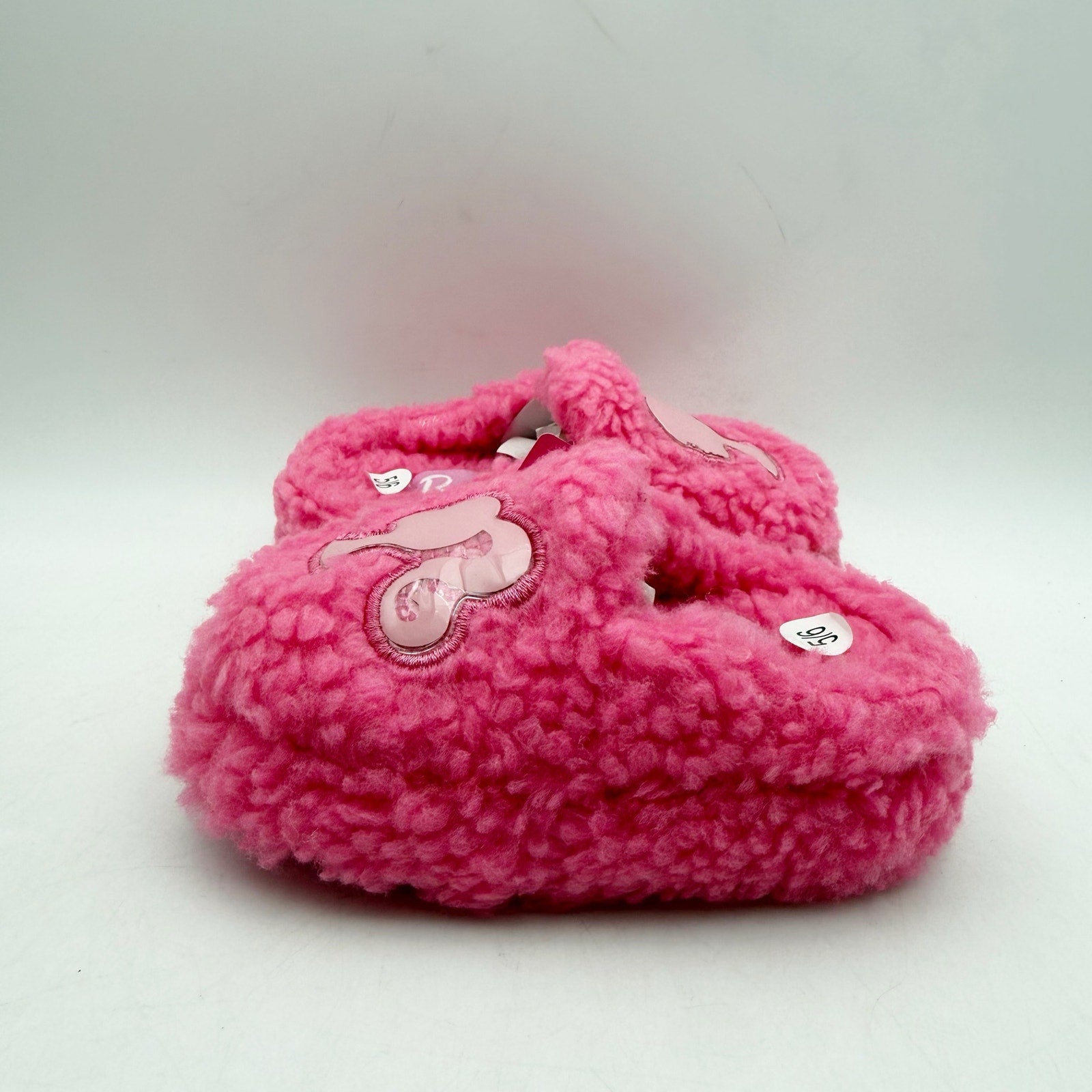 Barbie Toddler Girls Ground Up Spa Slippers US 5-6 Small Pink Faux Fur NIB