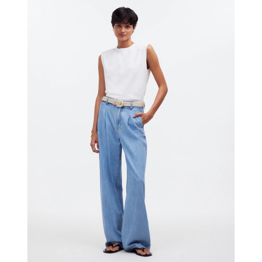 MADEWELL Women's Structured Muscle Tee Small Eyelet White Crewneck NR246 NWT