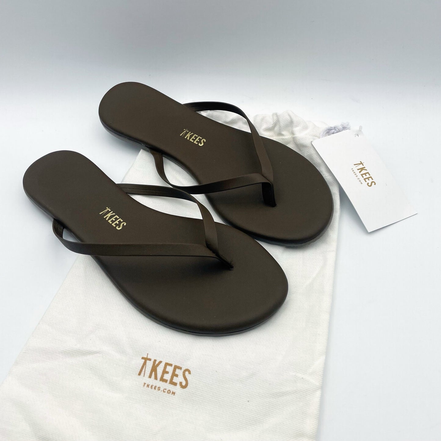 TKEES Womens Lily Square Toe Flip Flop Sandals US 5 B EU 36 Brown Leather NWOB