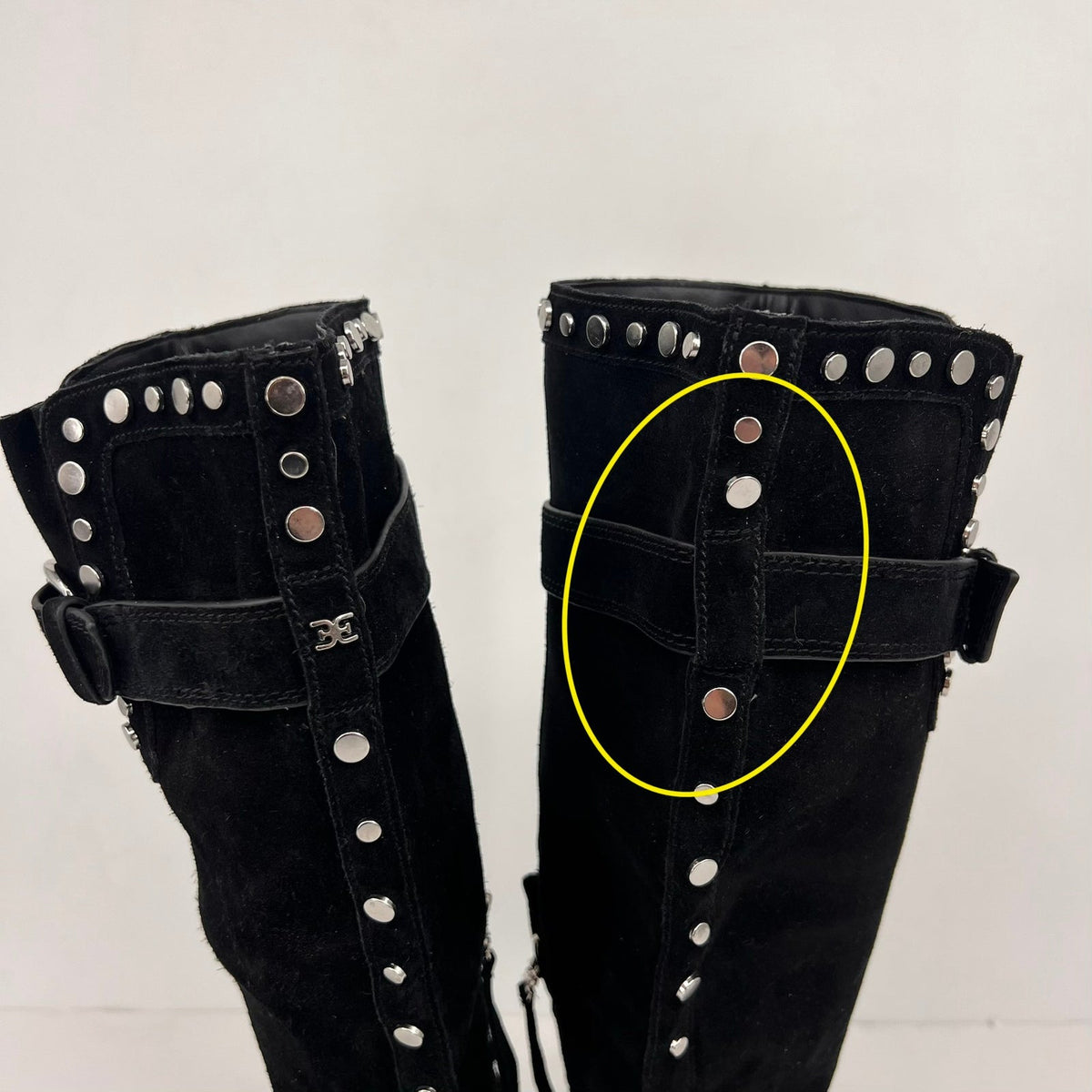 Sam Edelman Womens Deryn Studded Knee High Boots Size 7 EU 37 Black Suede NWOB
