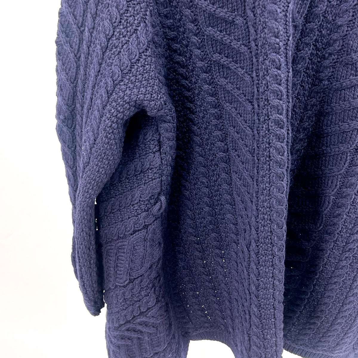 ARAN CRAFTS Women's Waterfall Shawl Cardigan XL Navy Blue Merino Wool NWOT