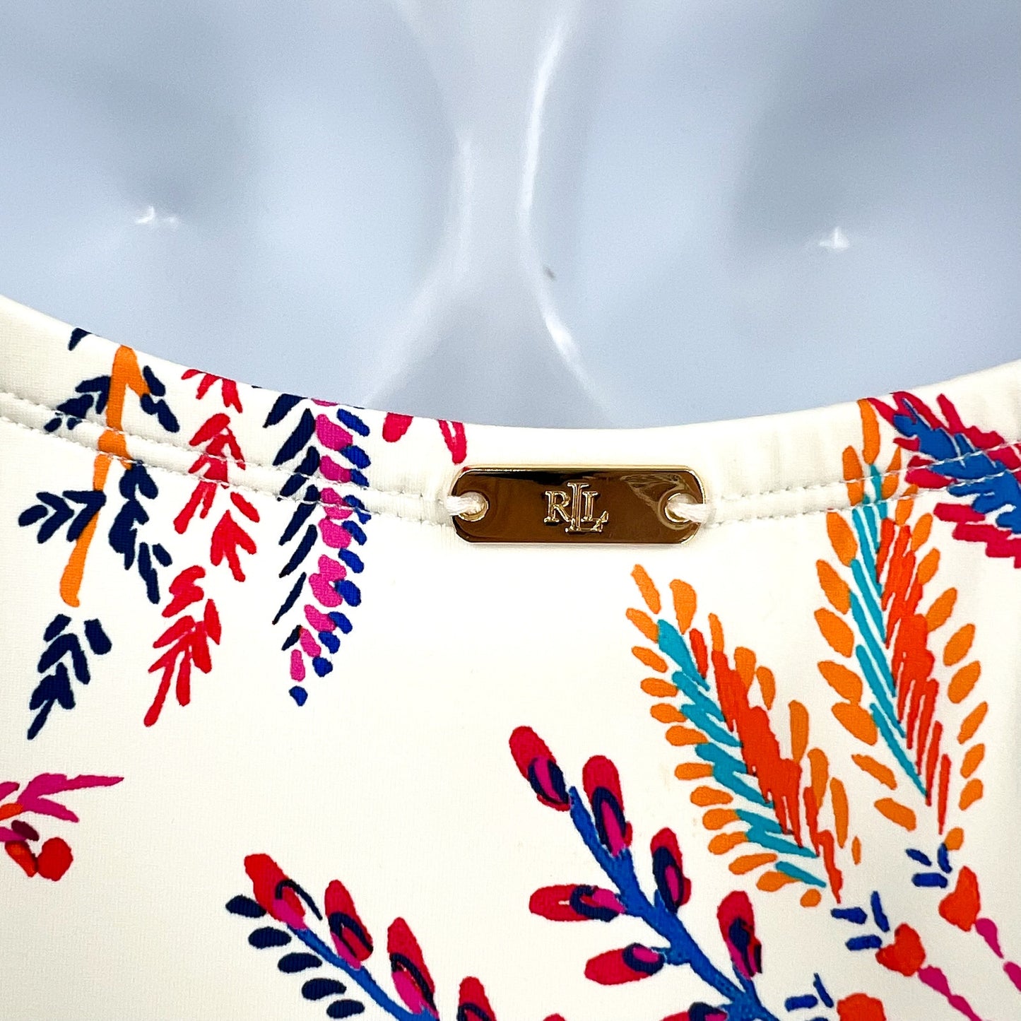 LAUREN RALPH LAUREN Fleurette Floral One Piece Swimsuit 10 White Floral NWT