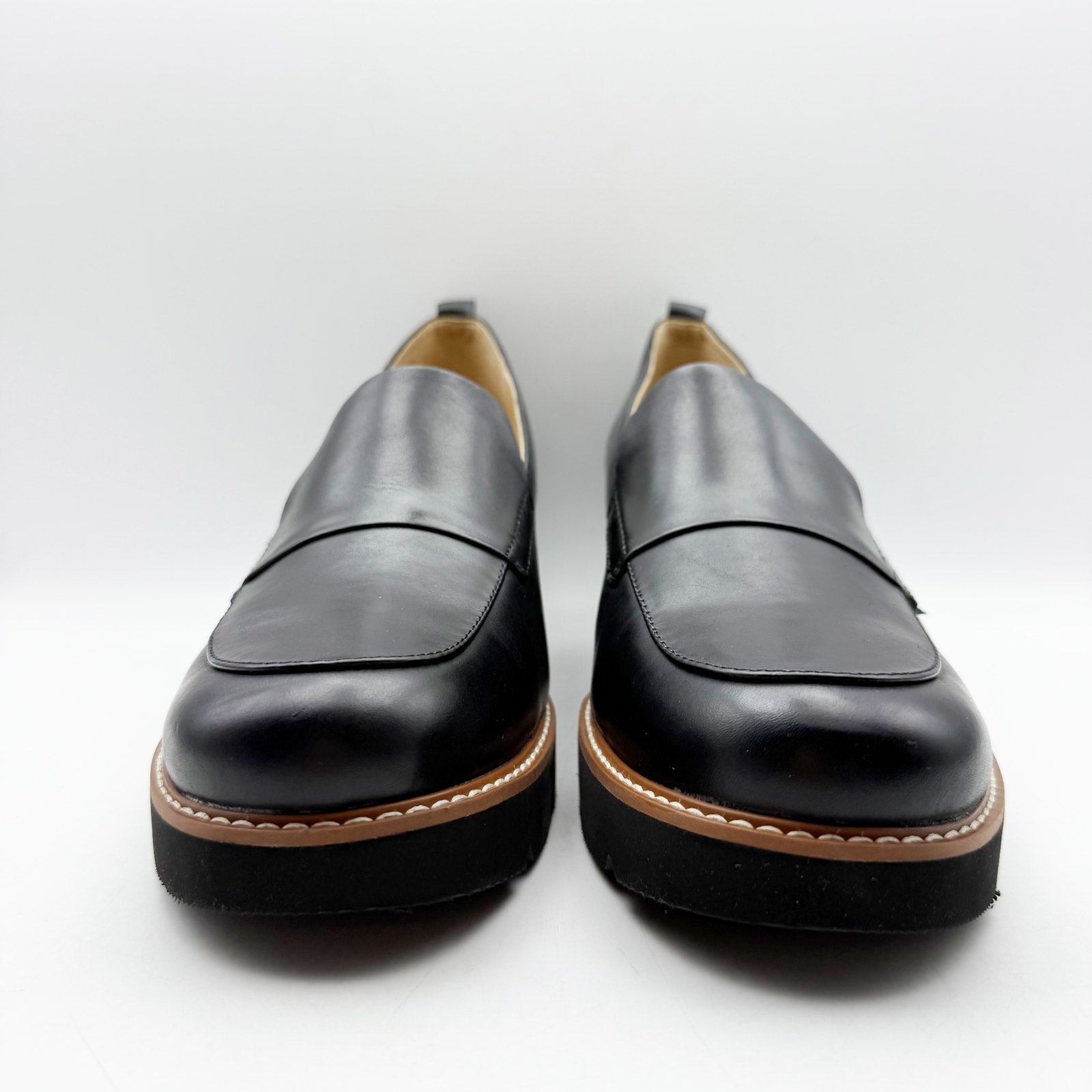 Naturalizer Womens Darry Lug Sole Loafers US 9.5 WW EU 40.5 Black Leather NIB