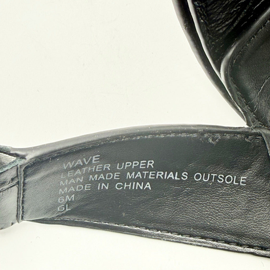Aerosoles Womens Wave Sandals Size 6 M Black Crocodile Leather NIB