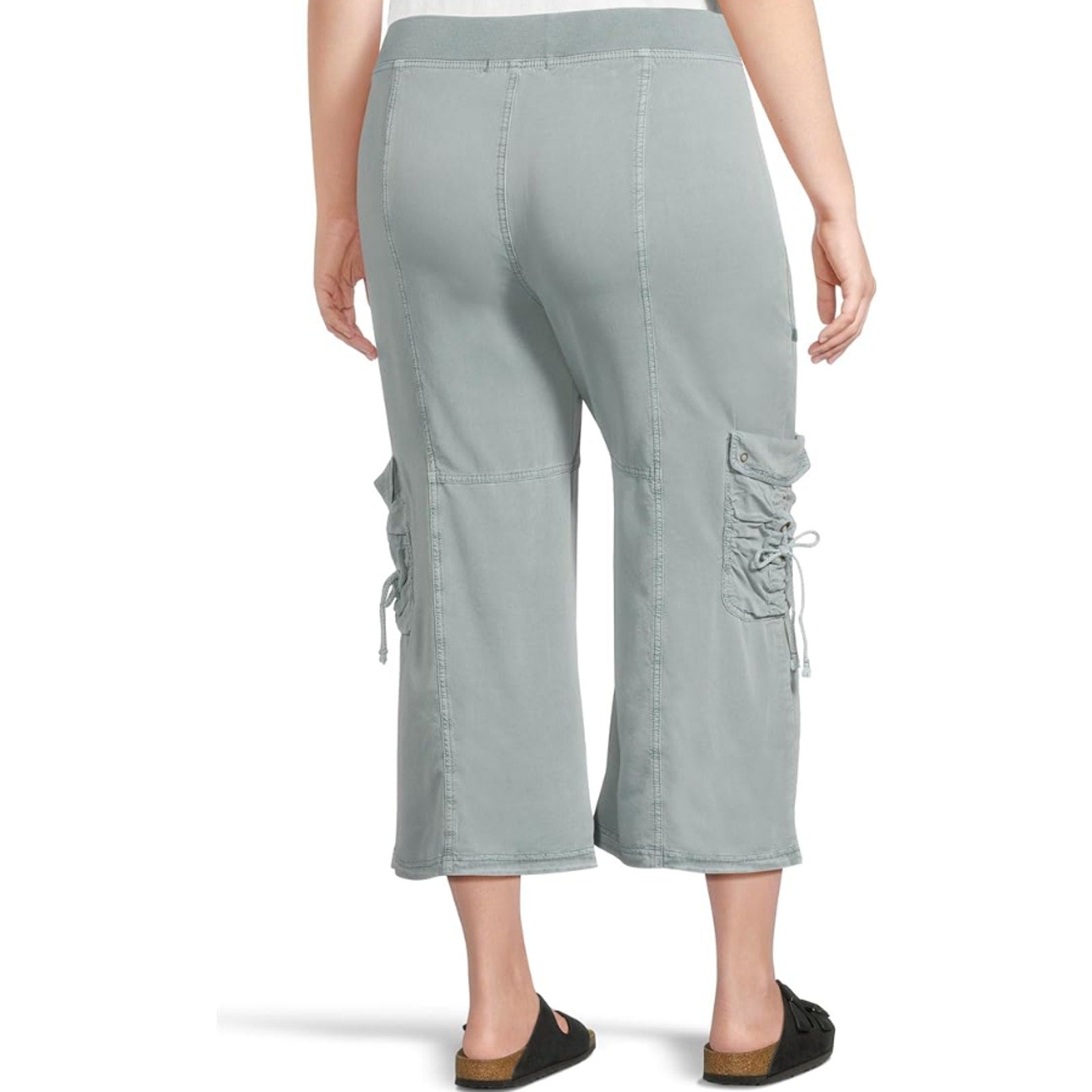XCVI Women's Yana Gaucho Crop Pants Small Green Thunderclap Twill Pull-On NWT
