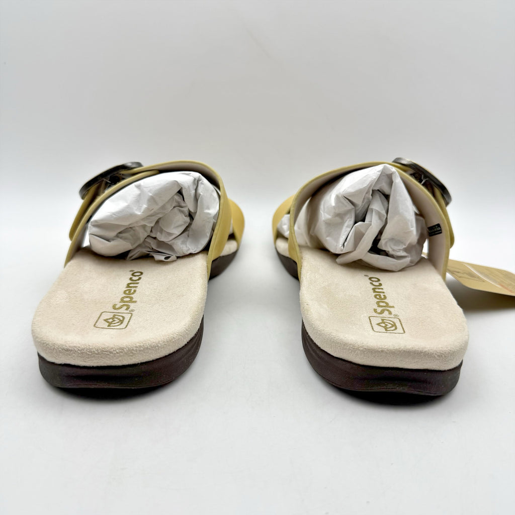 Spenco Womens Vista Slip On Sandals US 7.5 WIDE Yellow Leather Arch Support NIB