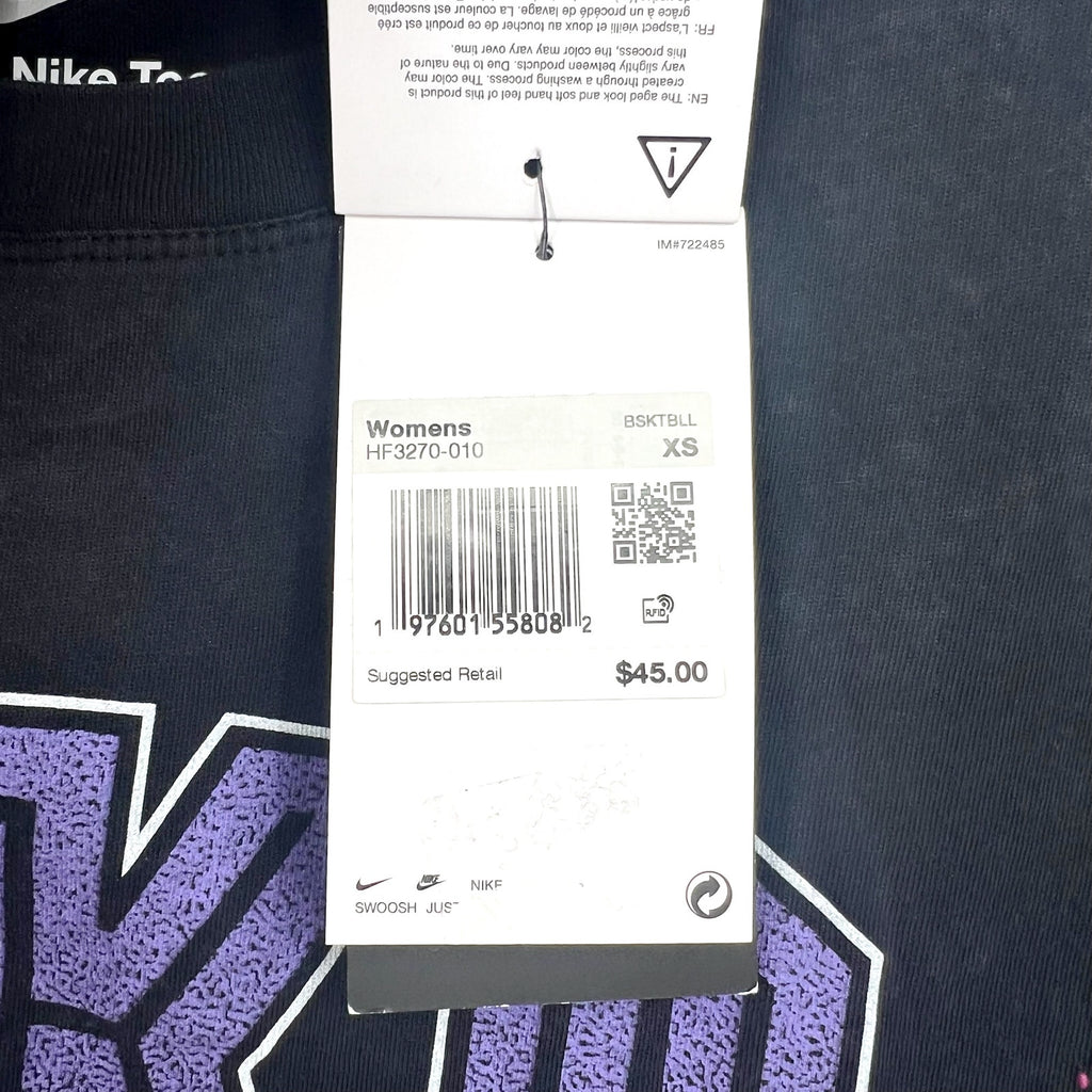 NIKE Women's Basketball 1973 Graphic T-Shirt XS Black/Purple Short Sleeve NWT