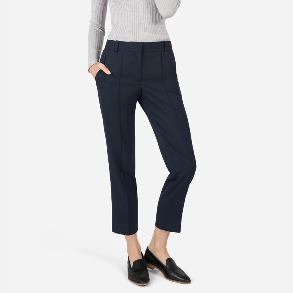 EVERLANE Women's The Italian GoWeave Crop Trouser Pants Size 10 Navy Blue NWT