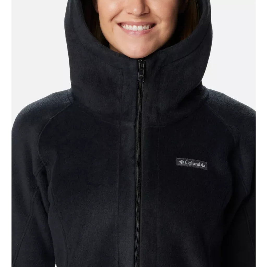 COLUMBIA Women's Benton Springs II Long Fleece Hoodie Jacket Small Black NWT