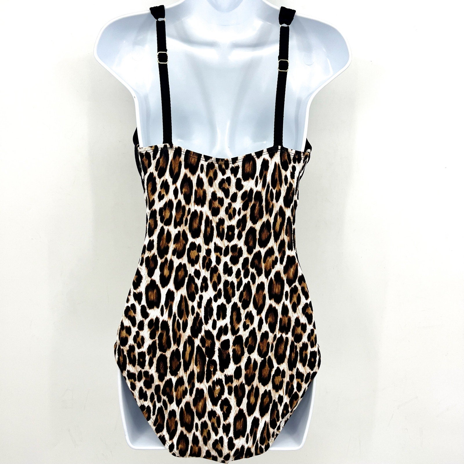 TOMMY BAHAMA Women's Island Cays Leopard One-Piece Swimsuit Size 4 Black Tan NWT