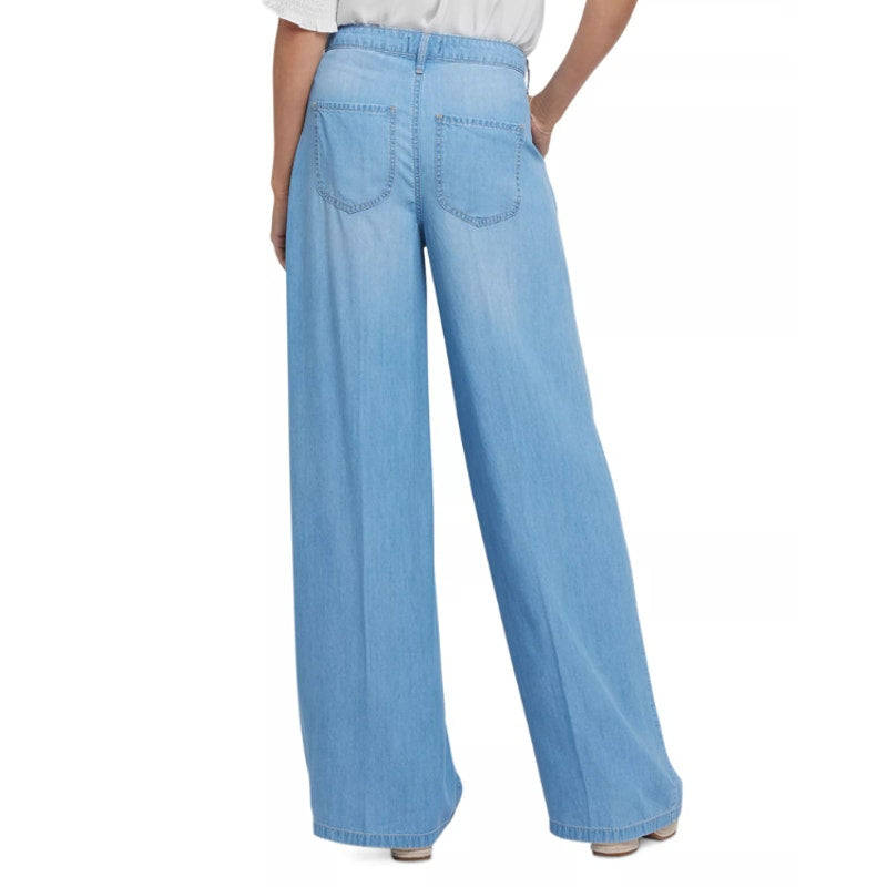 NYDJ Womens Whitney Pleated Trousers Pants Size 4 Blue Canary Beach Wide Leg NWT